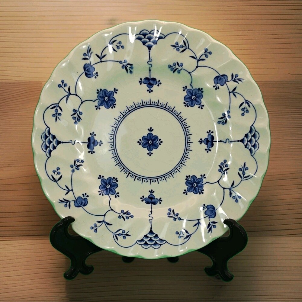 VTG Myott "Finlandia" Blue & White Floral Saucer Ceramic Hand Engraved England